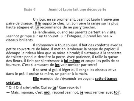 Texte 4 Jeannot Lapin fait une découverte