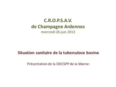 C.R.O.P.S.A.V. de Champagne Ardennes mercredi 26 juin 2013