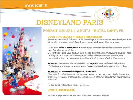 DISNEYLAND PARIS FORFAIT 3JOURS / 2 NUITS - HOTEL SANTA FE