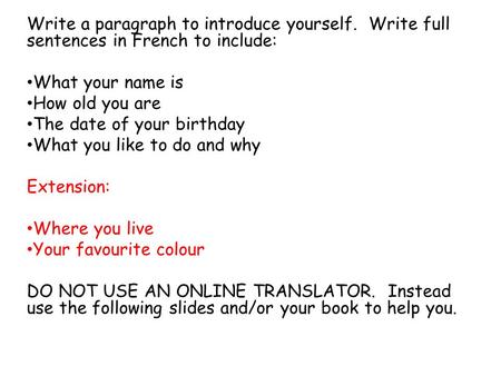 Write letter essay yourself in french