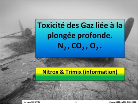 Toxicité des Gaz liée à la plongée profonde. N2 , CO2 , O2 .