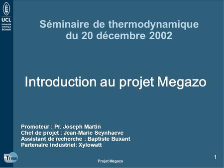Séminaire de thermodynamique du 20 décembre 2002