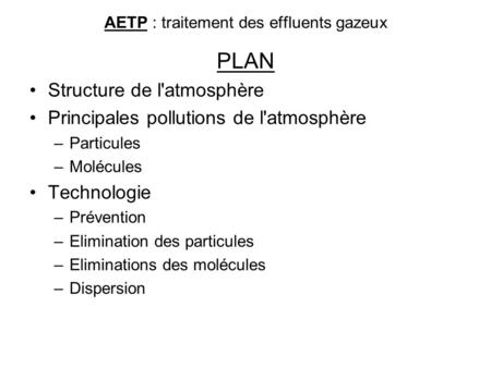 AETP : traitement des effluents gazeux