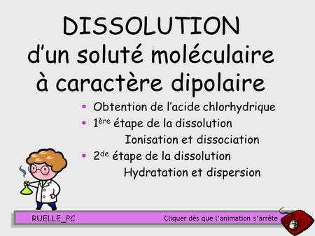 DISSOLUTION d’un soluté moléculaire à caractère dipolaire