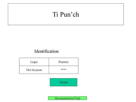 Identification Mot de passe LoginPlanteur **** Valider Ti Punch Documentation/FAQ.