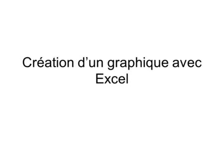 Création d’un graphique avec Excel