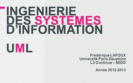 INGENIERIE DES SYSTEMES D’INFORMATION UML