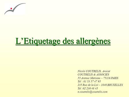 L’Etiquetage des allergènes