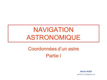 NAVIGATION ASTRONOMIQUE