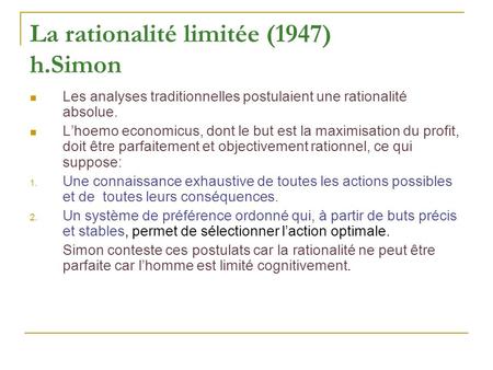 La rationalité limitée (1947) h.Simon