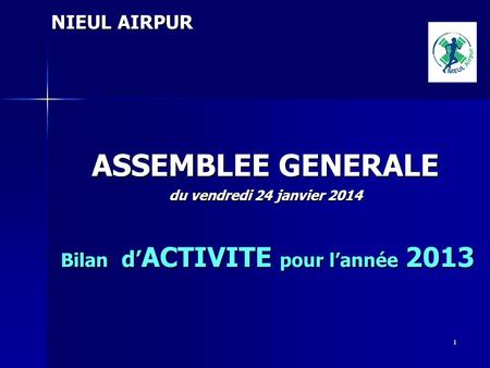 ASSEMBLEE GENERALE NIEUL AIRPUR Bilan d’ACTIVITE pour l’année 2013