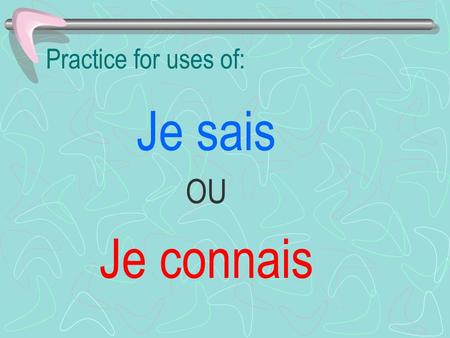 Practice for uses of: Je sais OU Je connais.