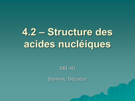 4.2 – Structure des acides nucléiques
