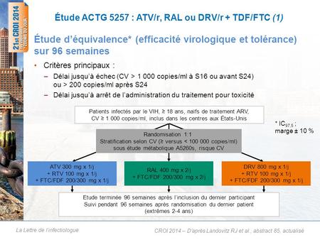 Étude ACTG 5257 : ATV/r, RAL ou DRV/r + TDF/FTC (2)