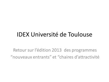 IDEX Université de Toulouse