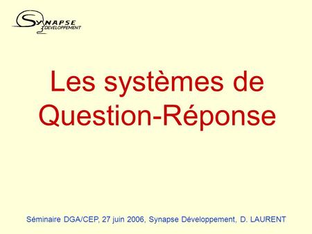 Les systèmes de Question-Réponse