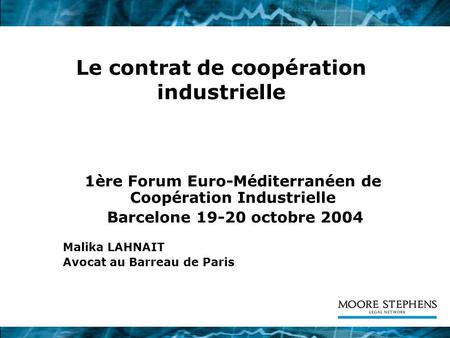 Le contrat de coopération industrielle