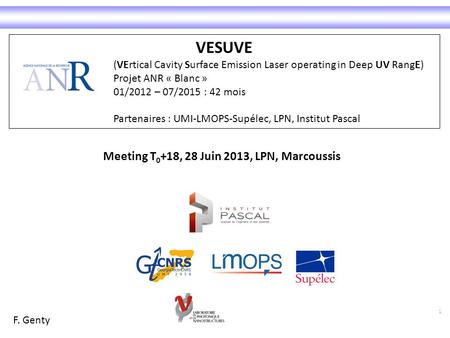 VESUVE Meeting T0+18, 28 Juin 2013, LPN, Marcoussis
