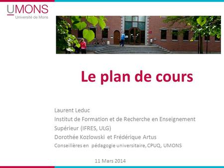 Le plan de cours Laurent Leduc