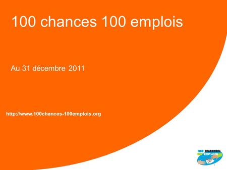100 chances 100 emplois 1 - Division - Name – Date 100 chances 100 emplois Au 31 décembre 2011