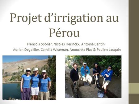 Projet d’irrigation au Pérou