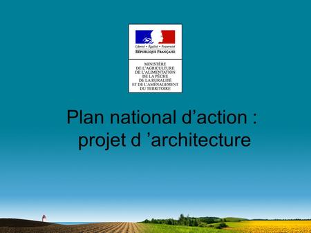 Plan national daction : projet d architecture. Plan national daction : projet darchitecture 5 axes définis sur la base des groupes de travail thématiques.