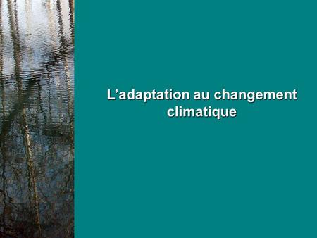 L’adaptation au changement climatique
