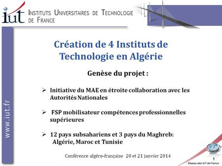 Création de 4 Instituts de Technologie en Algérie