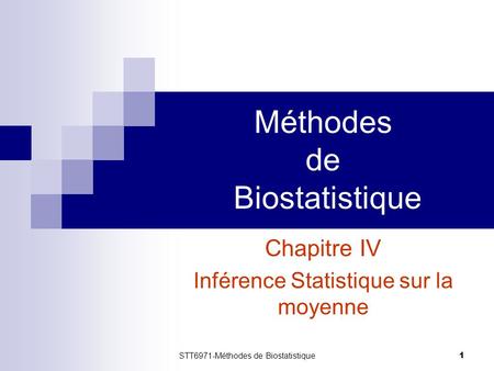 Méthodes de Biostatistique