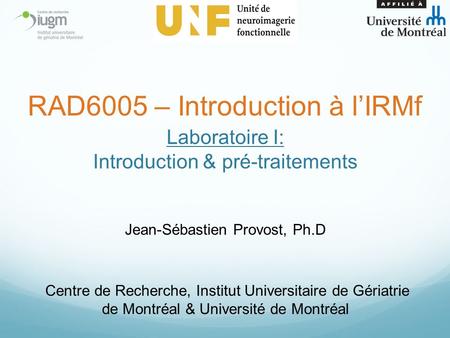 Laboratoire I: Introduction & pré-traitements