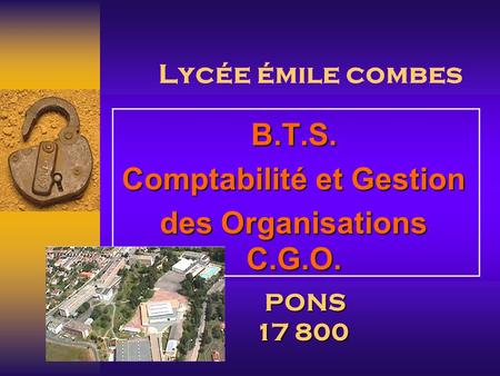B.T.S. Comptabilité et Gestion des Organisations C.G.O.