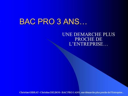 BAC PRO 3 ANS, une démarche plus proche de l'entreprise...