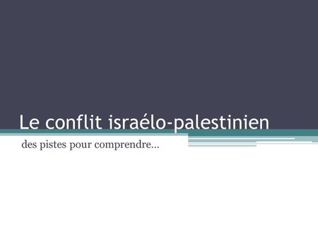 Le conflit israélo-palestinien