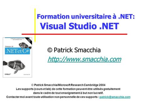 Formation universitaire à .NET: Visual Studio .NET
