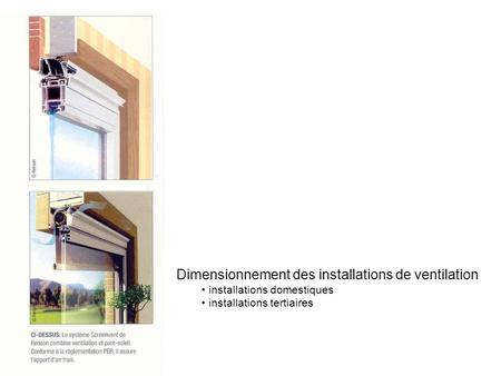 Dimensionnement des installations de ventilation