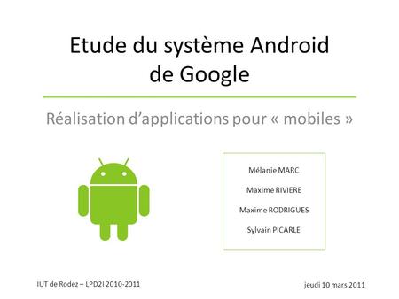 Etude du système Android de Google