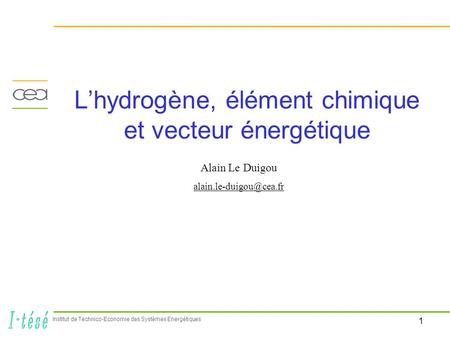 L’hydrogène, élément chimique et vecteur énergétique