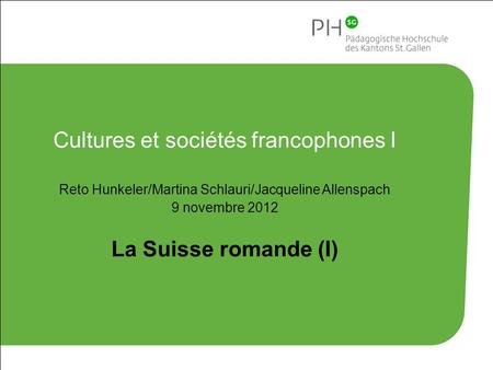 Cultures et sociétés francophones I