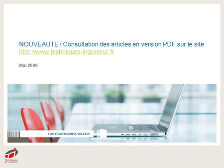 NOUVEAUTE / Consultation des articles en version PDF sur le site  Mai 2009