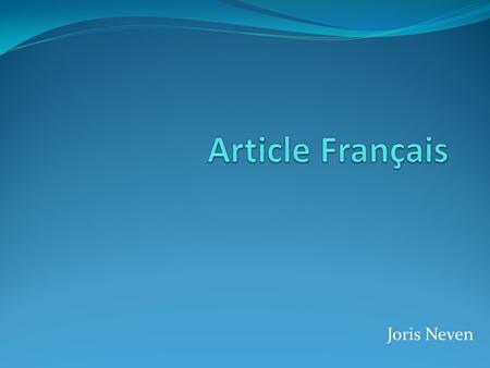 Article Français Joris Neven.