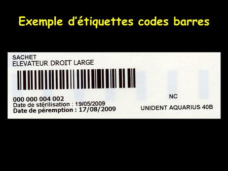 Exemple d’étiquettes codes barres