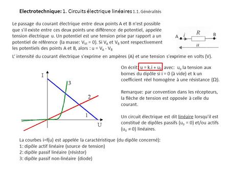Electrotechnique: 1. Circuits électrique linéaires 1.1. Généralités