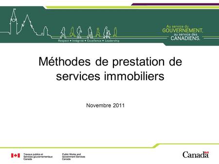 Méthodes de prestation de services immobiliers Novembre 2011.