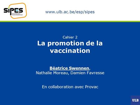 Cahier 2 La promotion de la vaccination