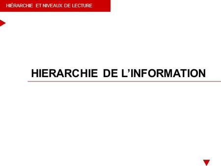 HIERARCHIE DE L’INFORMATION