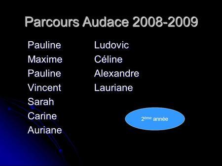 Parcours Audace Pauline Ludovic Maxime Céline