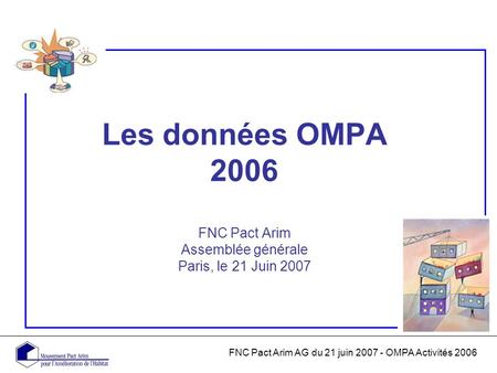 FNC Pact Arim AG du 21 juin 2007 - OMPA Activités 2006 Les données OMPA 2006 FNC Pact Arim Assemblée générale Paris, le 21 Juin 2007.