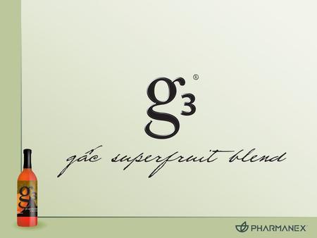 Qu’est-ce que le g3 ? Le g3 procure les bienfaits du gâc, superfruit provenant d’Asie du Sud, associé à trois autres superfruits. Parmi les phytonutriments.