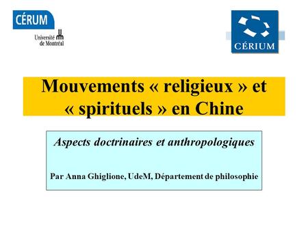 Mouvements « religieux » et « spirituels » en Chine