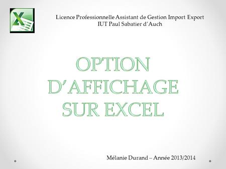 Mélanie Durand – Année 2013/2014 Licence Professionnelle Assistant de Gestion Import Export IUT Paul Sabatier dAuch.